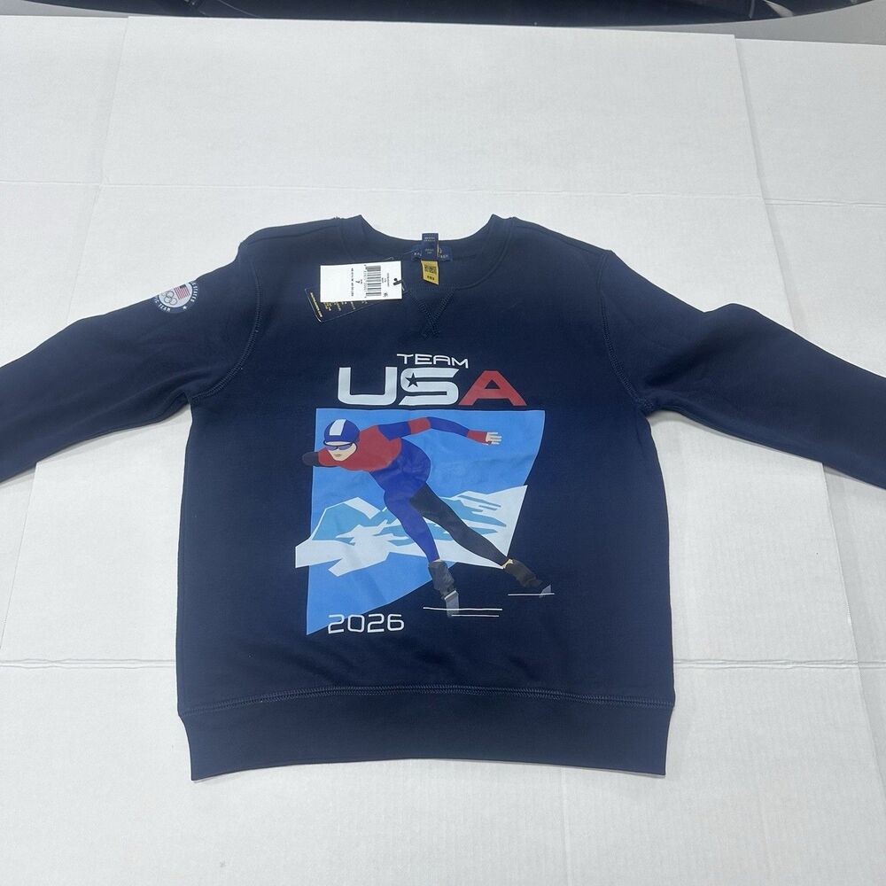 NWT Polo Ralph Lauren Boys Size 7 Team USA 2026 Speed Skater Sweatshirt
